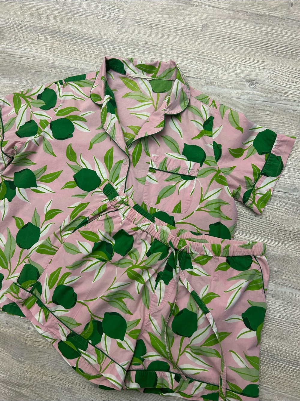 Printfresh "Lemon Twist" Pink/Green Short Pajama Set Large
